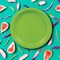 24 Count Lime Green Round Dessert Plates for Summer Parties 7 Inch